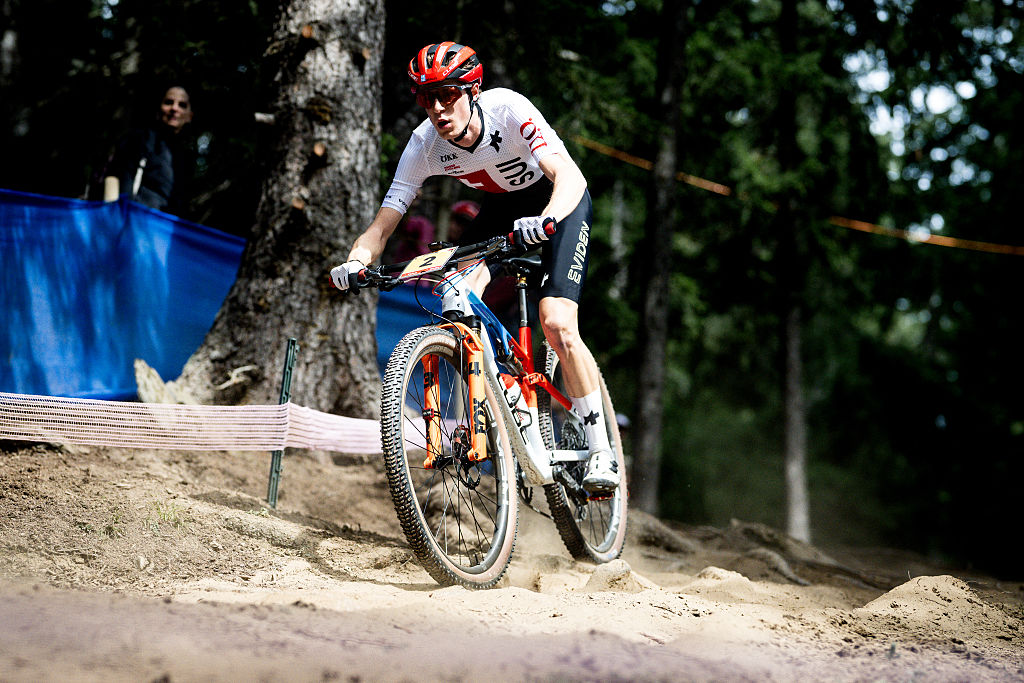 CRANS-MONTANA, SWITZERLAND - SEPTEMBER 13: Finn Treudler of Switzerland wins the U23 Men Cross Country Race during the UCI Mountain Bike World Championship Valais 2025 on September 13, 2025 in Crans-Montana, Switzerland. (Photo by Billy Ceusters/Getty Images)